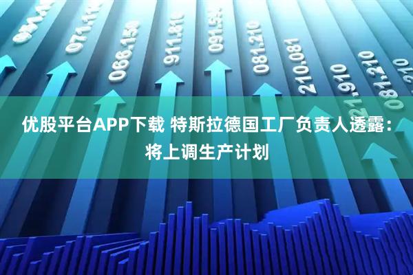 优股平台APP下载 特斯拉德国工厂负责人透露：将上调生产计划